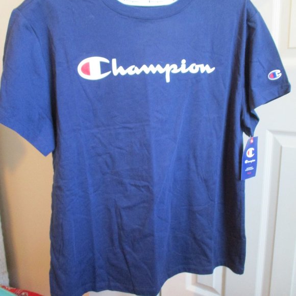 Champion Tops - Champion Athleticwear  Navy Blue  Short Sleeve Shirt Top Large